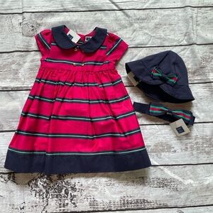 Janie & Jack Baby Girl (6-12 mo) Striped Dress and Accessories - NWT